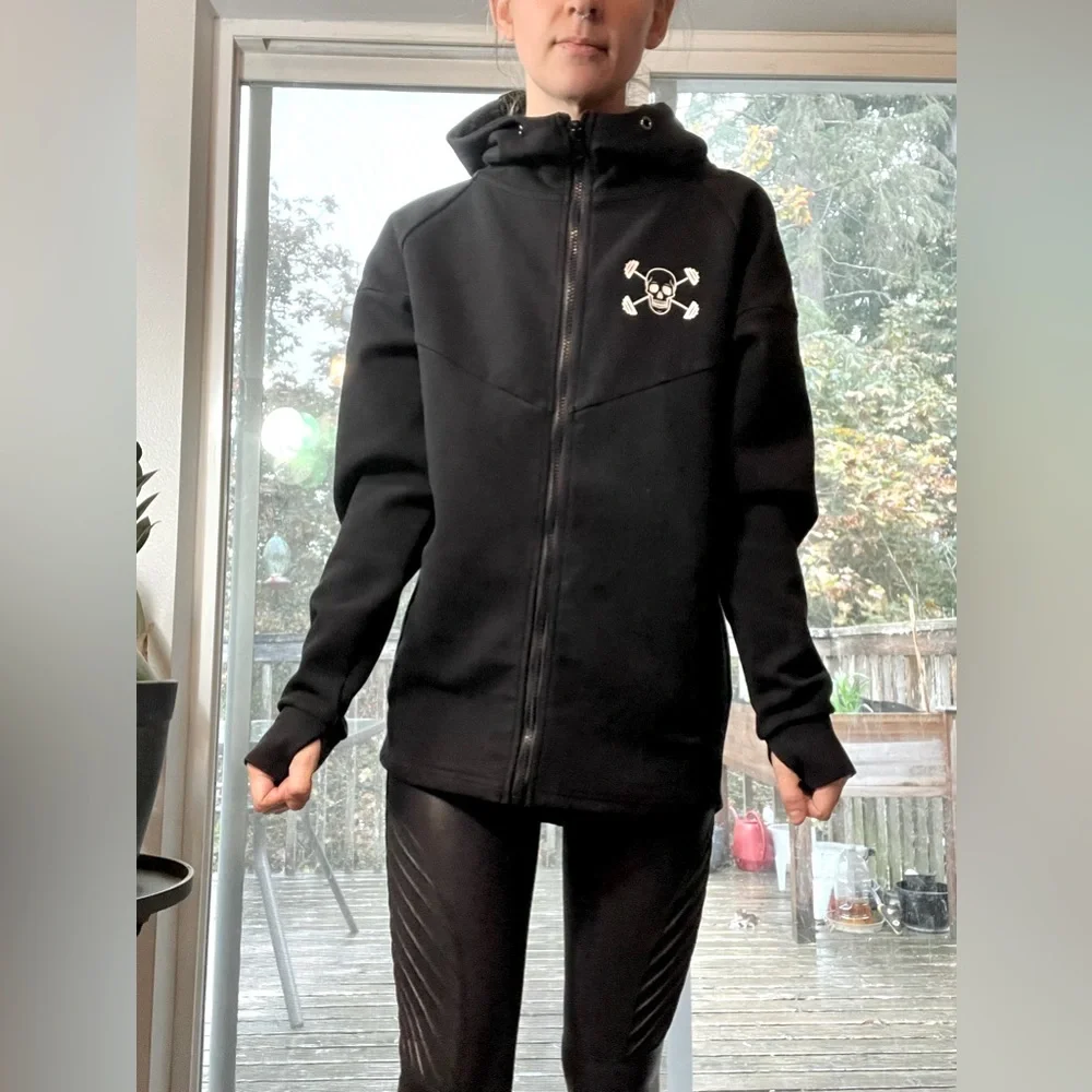 Constantly Varied Gear CVG Hooded Skull & Crossbones Jacket, size small - Picture 2 of 9